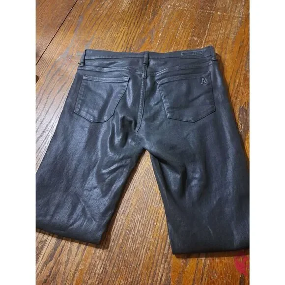 Size 26 Waist Articles of Society Black Coated Skinny Jeans Pants Moto Bodycon - Picture 4 of 4
